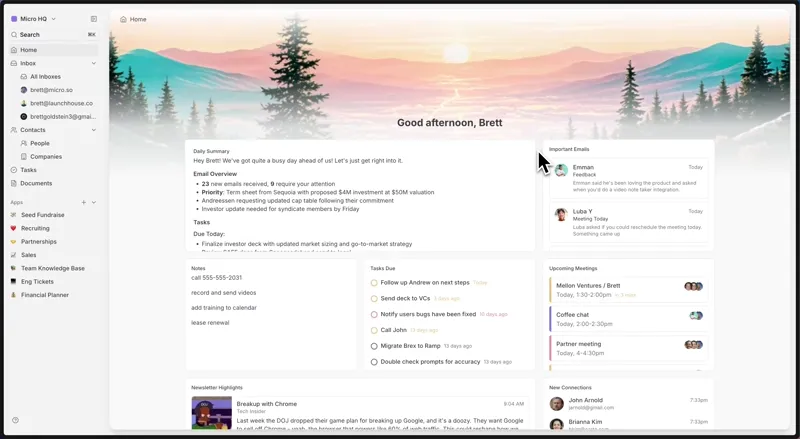 Home interface preview