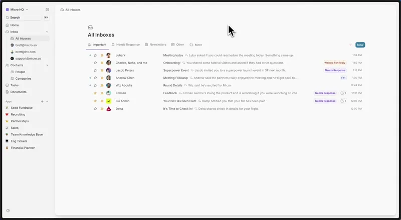 Messages interface preview
